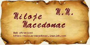 Miloje Macedonac vizit kartica